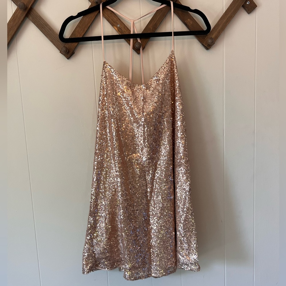 Gold Art Deco glamorous dress spaghetti straps